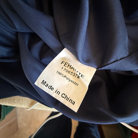 FEHAUTE Navy Blue Ruched Sheath Dress Cap Sleeve Business Casual Women US 12 - Picture 8 of 9